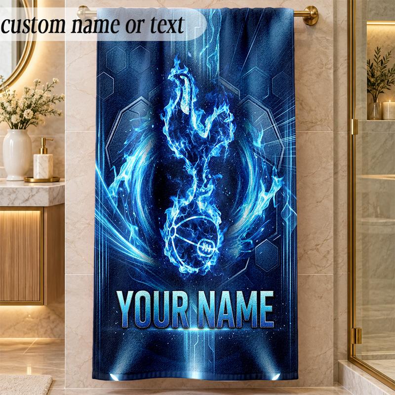 Beach TowelTottenham Hotspur FC Custom Name Text Personalized Soft Towel for Beach Pool Indoor Home Decor Gift