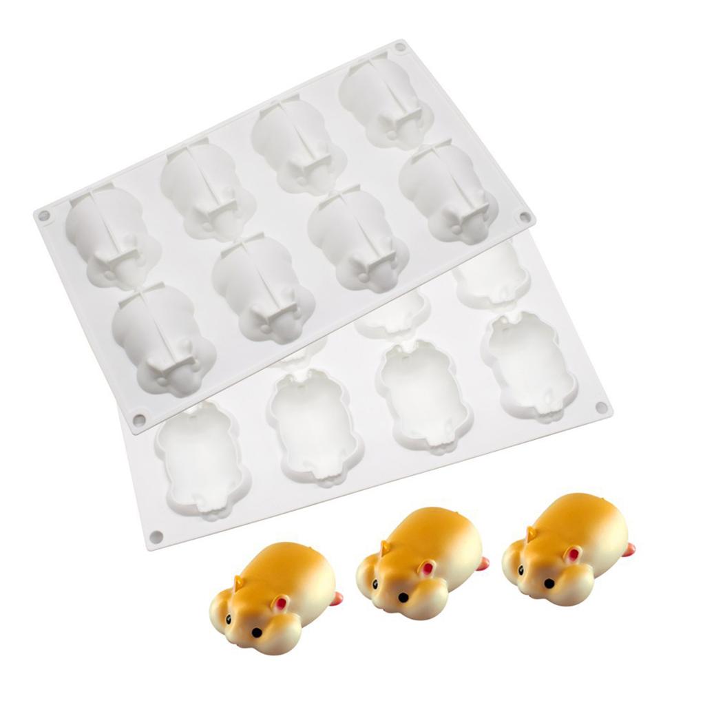 Chocolate Candy Sugar Craft 8-Cavity Cute Hamster Shape Mold Cake Decorating Tool Silicone Soap Mold Kitchen Gift