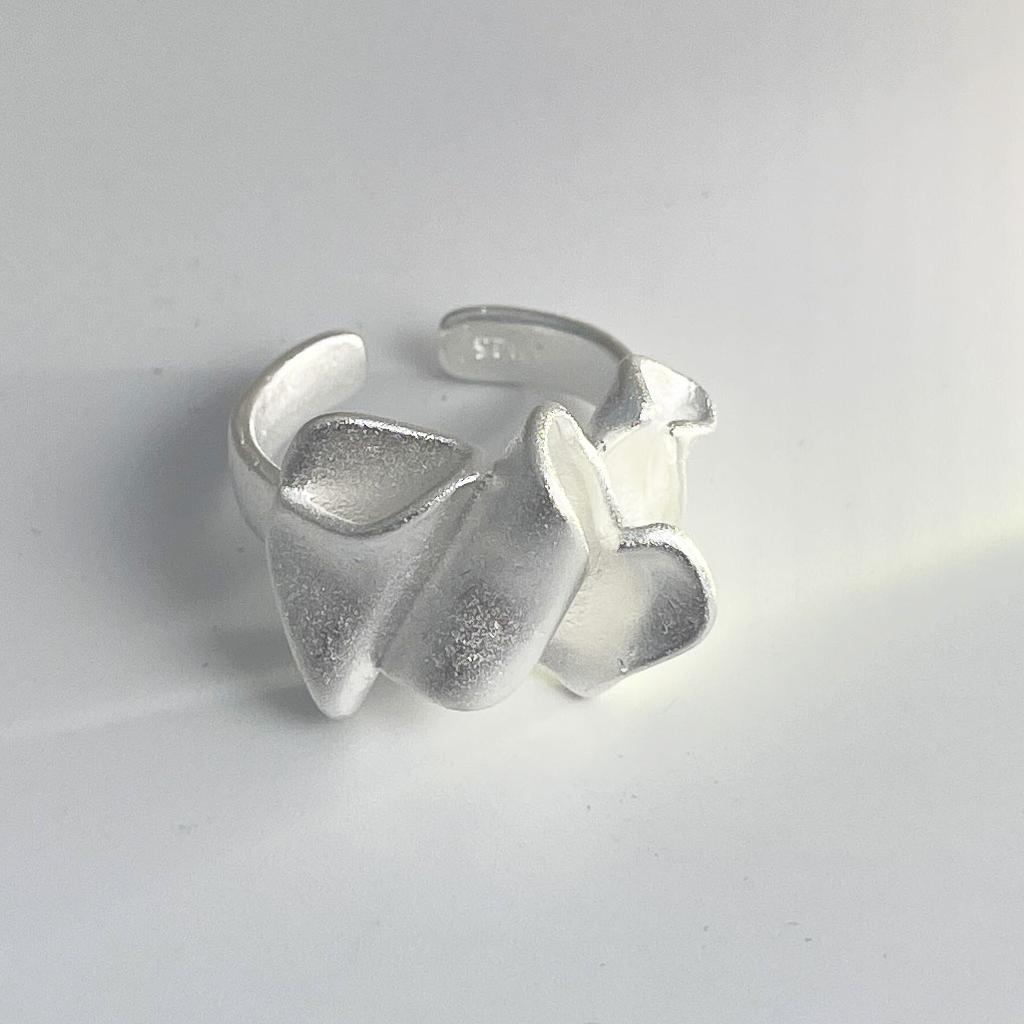 925 Sterling Silver Rings For Women Geometric Fine Jewelry Finger Adjustable Simple Flash Shape Ring For Party Birthday Gift