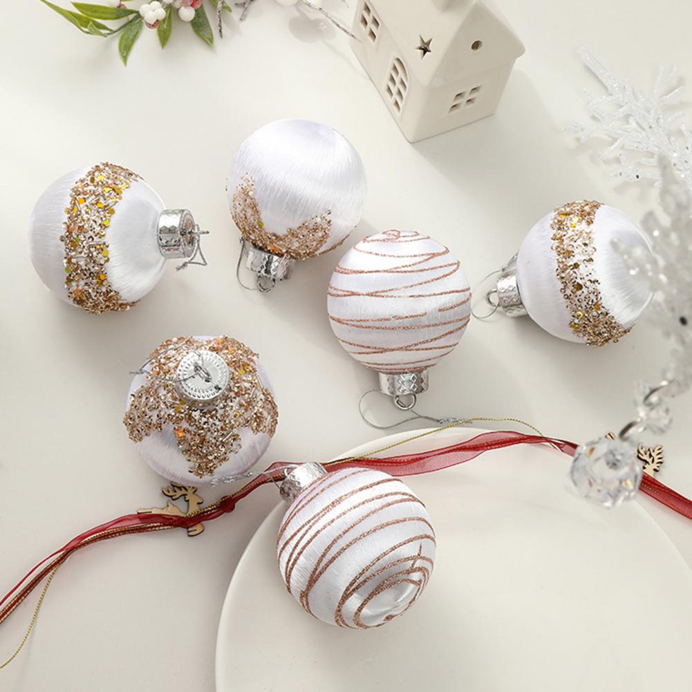 Unique Design Christmas Balls 2 Sizes 6cm 8cm Diameter Shatterproof Flocked Christmas Ornaments Balls Set for Xmas for Home