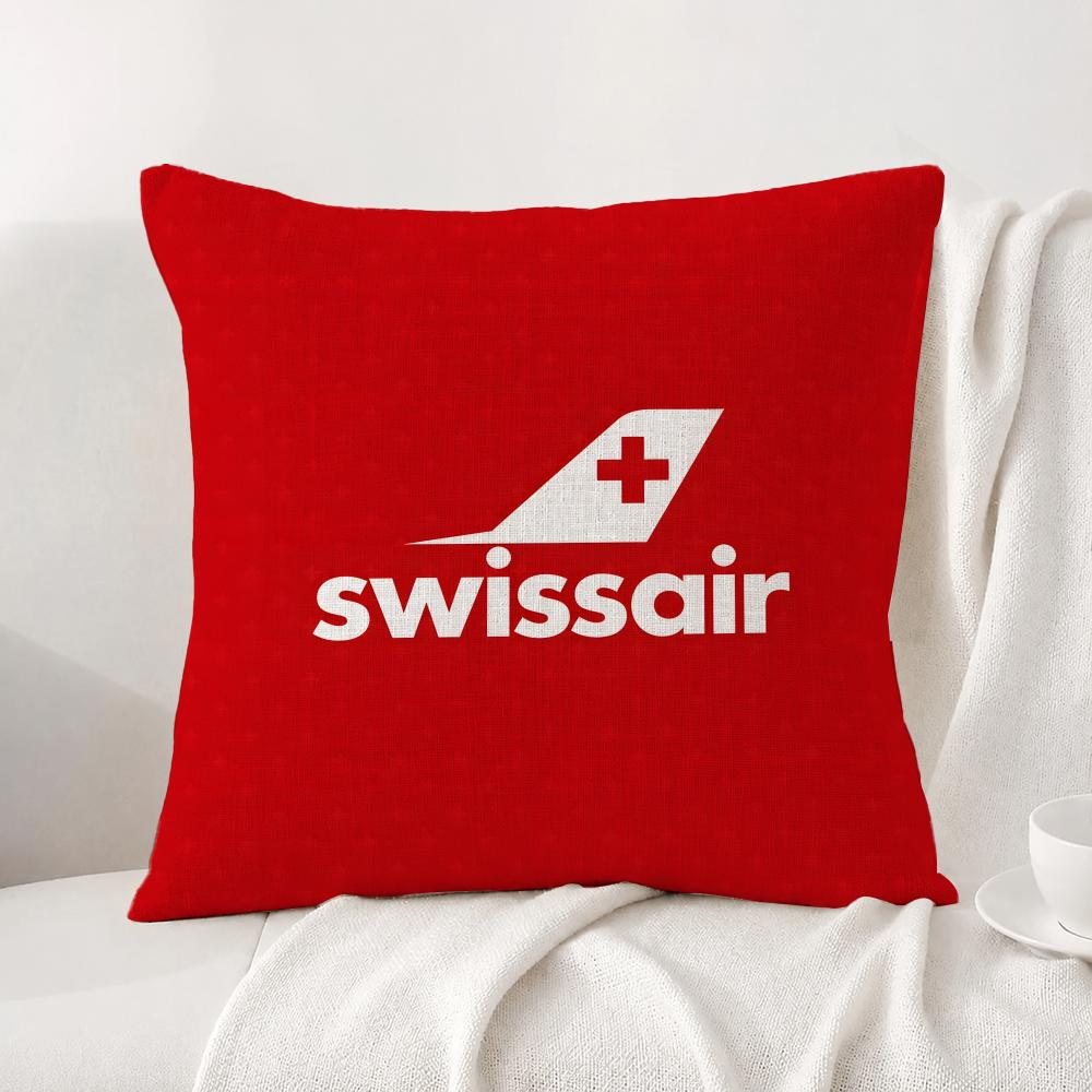 Marke Swissair Kissenbezug Natürlicher Leinen-Kissenbezug-Set All-in-One Dekor Kissenbezug für Sofa Schlafzimmer Stuhl