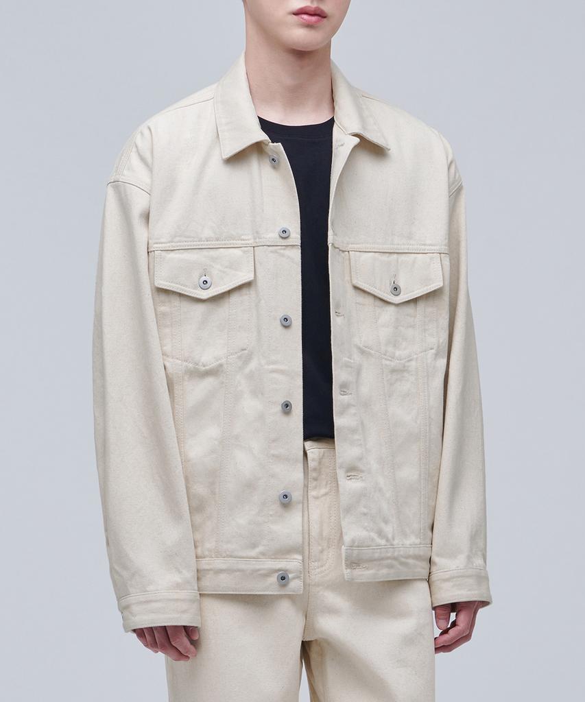 Musinsa Standard Undyed Semi-Over Denim Trucker Jacket [Raw Cotton]