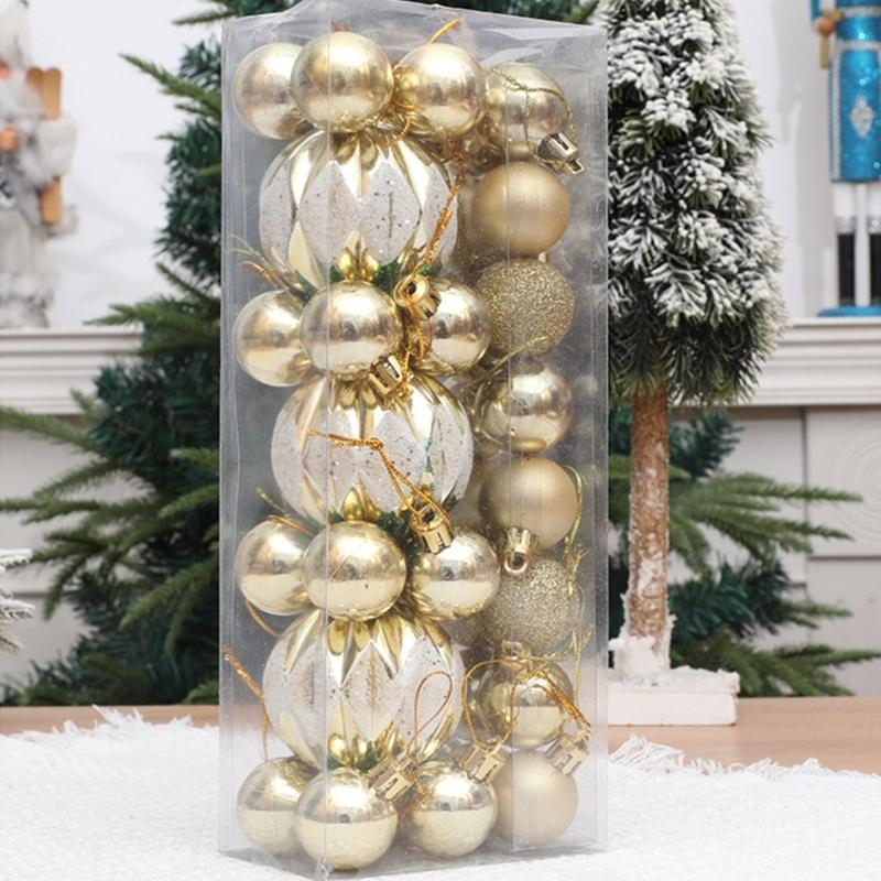 3Box Christmas Tree Hanging Decoration Electroplated Christmas Baubles Ornament Window and Door Ornament Party Supplies