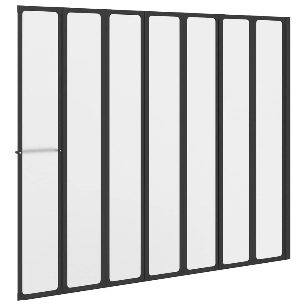 Shower Screen Black 168 X 140 Cm Aluminium