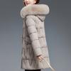 Middle Age Woman Winter Coats Hooded Faux Fur Collar Casual Thick Warm Long Parkas Women's Jackets
