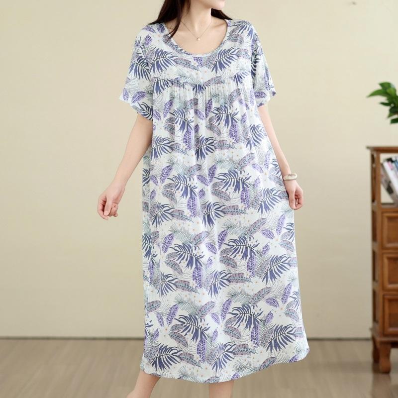 Manica corta Plus size vintage floreale nuovo in abiti da donna casual abito lungo estivo ampio