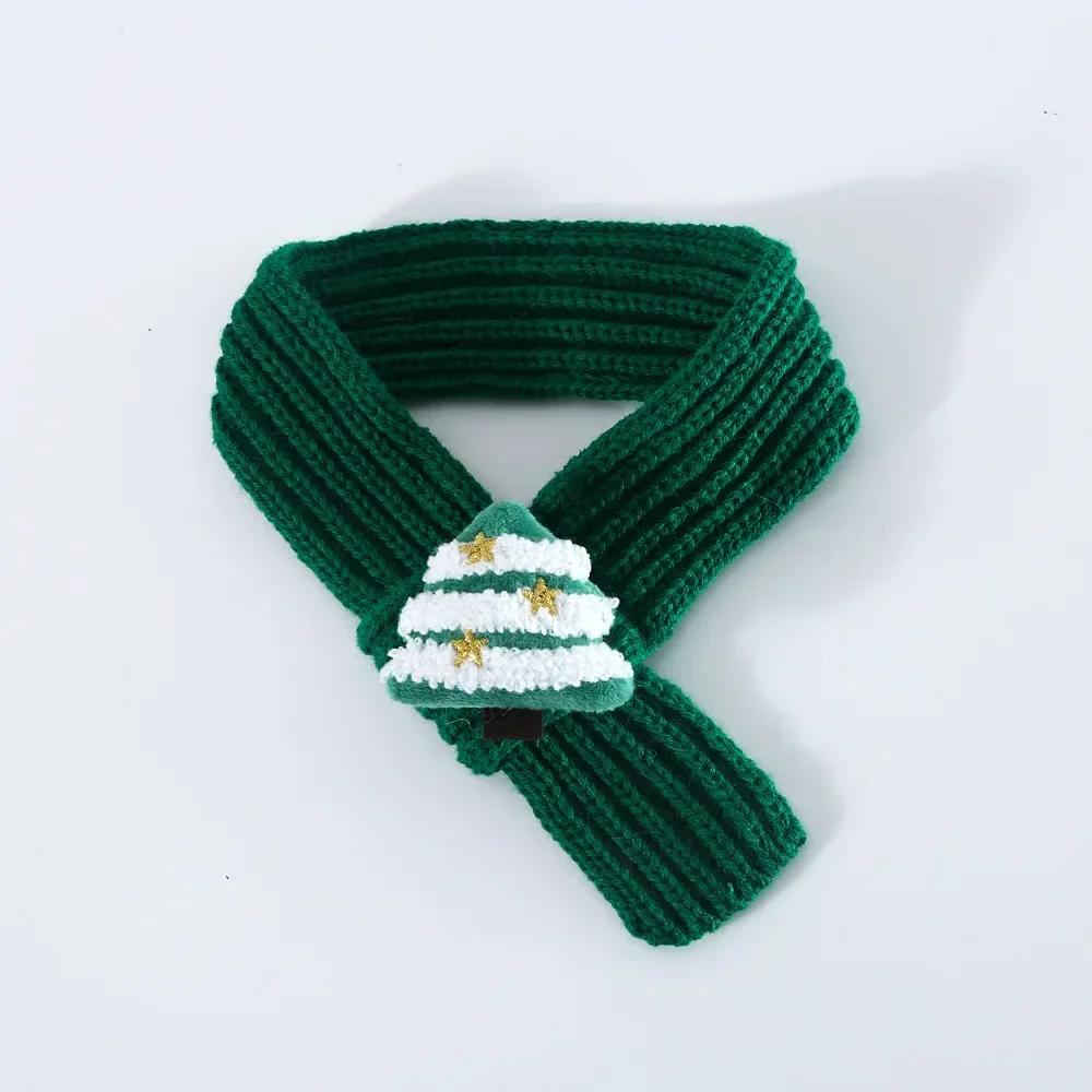 

Однотонный шерстяной вязаный рождественский снежный домик елка старик плюшевый теплый питомец кошка собака шарф воротник украшения для питомцев товары для питомцев S