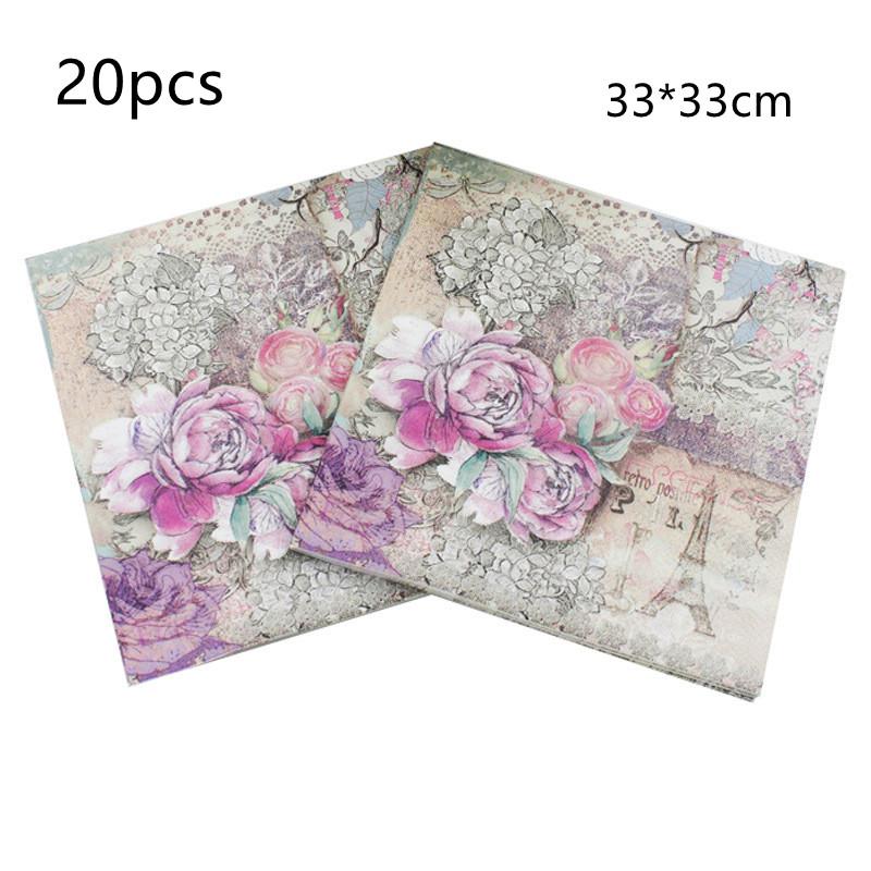 20 Stück bedruckte Servietten Papier Decoupage Taschentücher Blumen Hochzeit Geburtstag DIY Dekoration Schreibtisch Dekoration Servietten