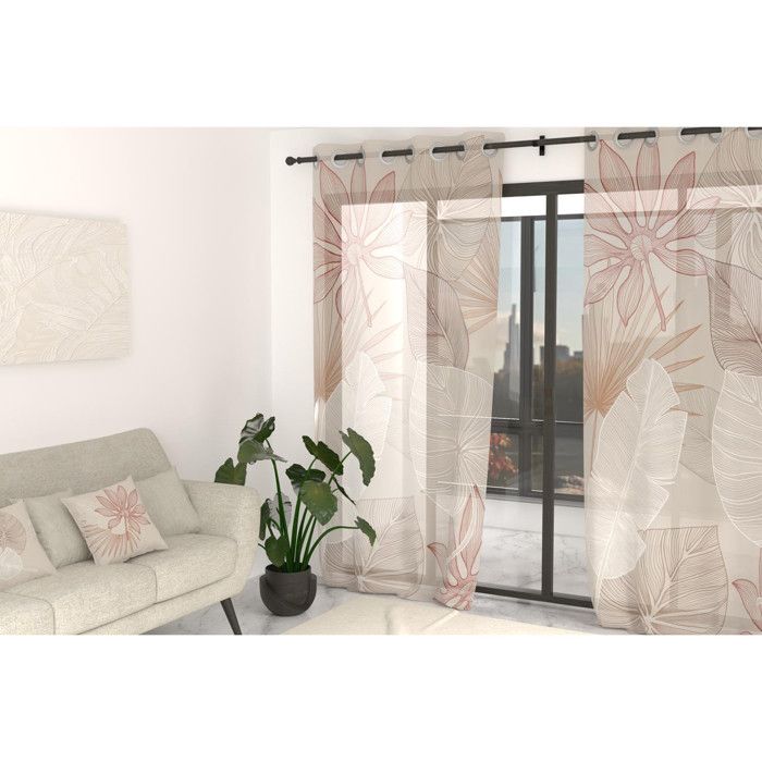 Eyelet Voile Print 135x250 Cm MAYOTTE, by Soleil d'Ocre