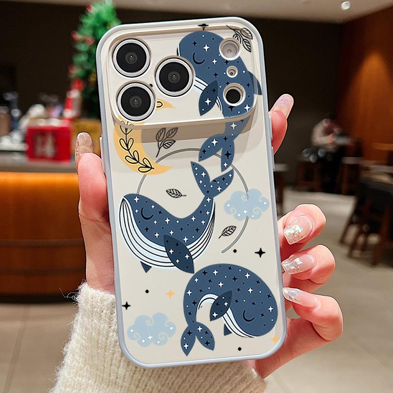 Magnetic For Magsafe Case For iPhone 17 Pro Max Cartoon Whales Stars Pattern Skin Feeling Cover For iPhone 16 15 14 13 Pro Max