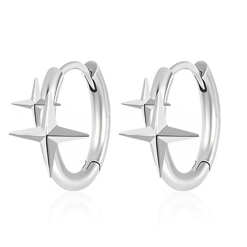 

Звездные пряжки для ушей, индивидуальность, хулиган, красивый уличный стиль, серьги, которые не нужно снимать во время сна, милые девчачьи четырехугольные серьги Copper (white gold)