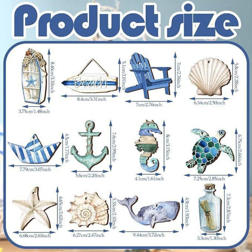 24pcs Cartoon Summer Navigation Pendant Ocean Themed Signs Ornament  Hawaiian Outdoor