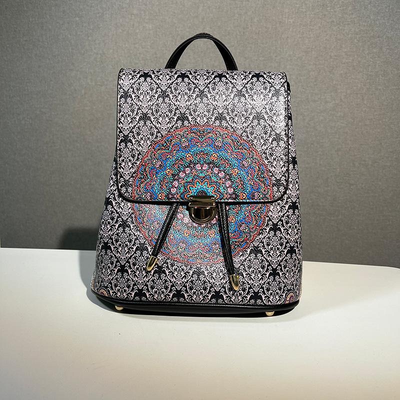 Vintage Bohemian Print Women's Backpack - Comfortable Wide Strap Ethnic Style Travel Bag Casual Daypack