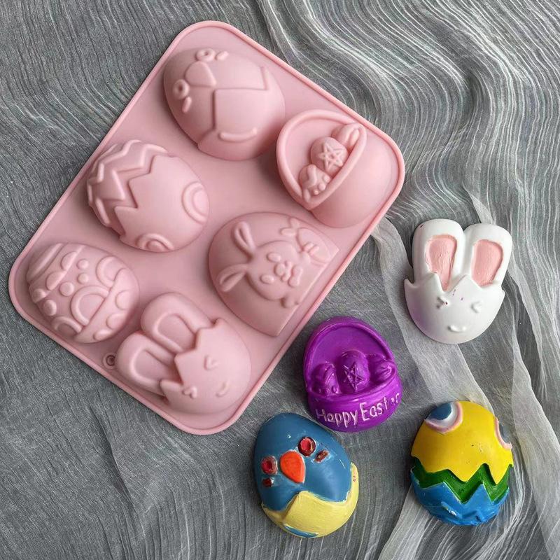 1Pc 2024 Easter Bunny Silicone Mold 3D Egg Chocolate Mould Jelly Pudding Cute Rabbit Shape Easter Party Cake Decorating Tool