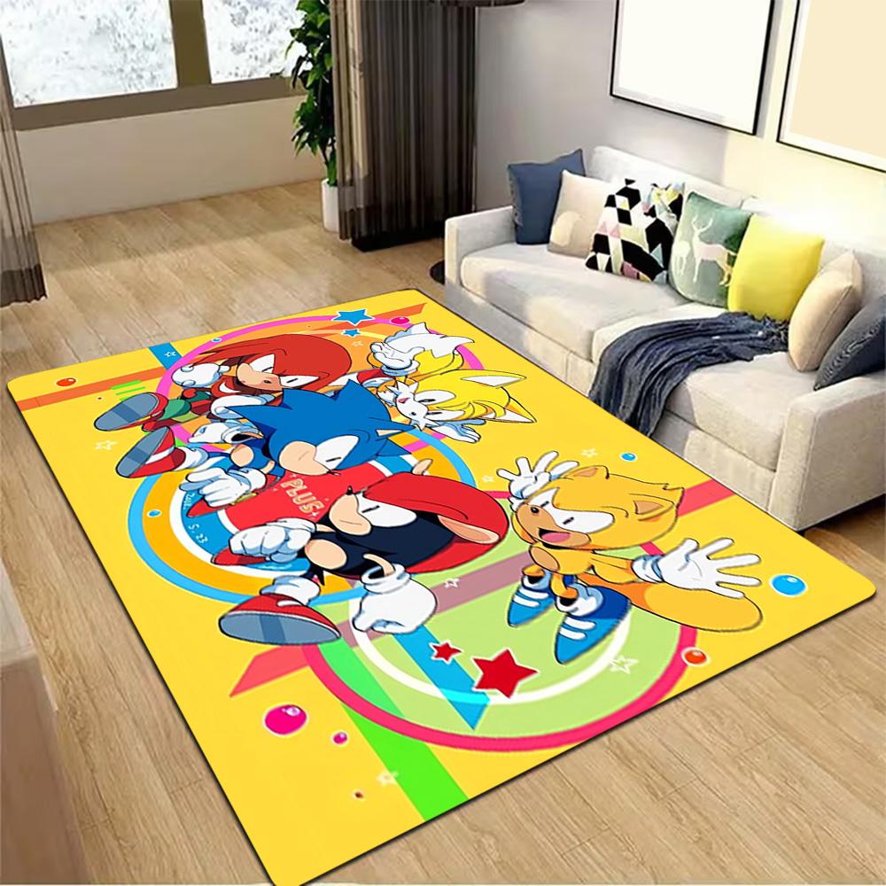 Sonic The Hedgehog Characters Decoration,Carpet,Living Room,Bedroom, Non-slip,Square rug