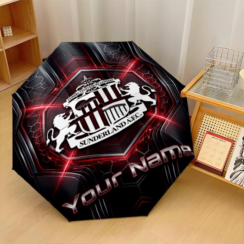 Sunderland FC Automatic 3‑Fold Umbrella 8‑Rib Windproof Folding Umbrella Sun Rain Protection For Outdoor Travel Daily Use