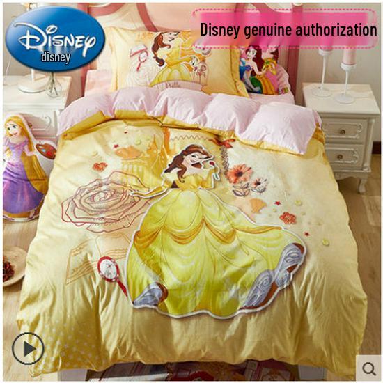 Girls' Frozen Princess Cartoon Cotton Bedding Set - 3 Pieces