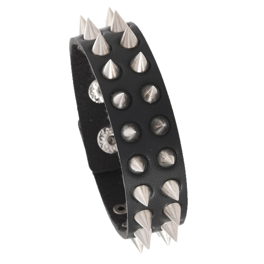 Punk Studded Bracelet Goth Bracelet Leather Rivets Spike Bracelet Cuff Adjustable Metal Wristband Gothic Accessories for Men