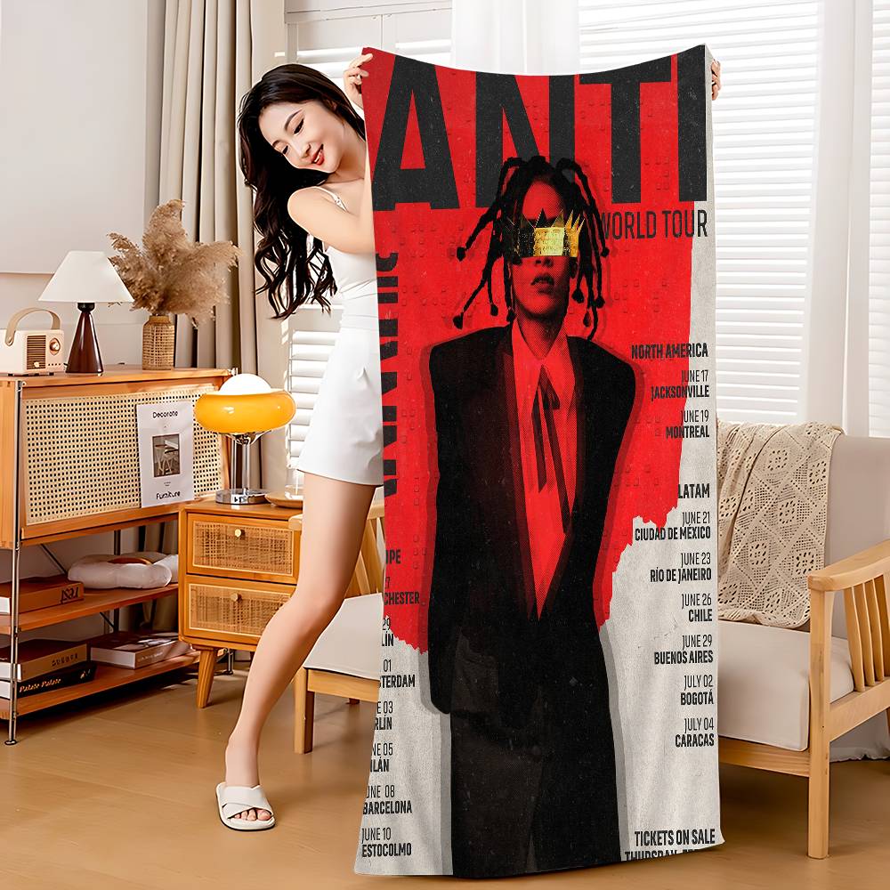 Hot Singer R-RIHANNAS Microfiber Printed Beach Towel Mountain Climbing Yoga Beach Swimming Running Absorbent Soft Towel