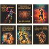 Motivational Quote Poster, Pirational Sports Decor For Boys & Men's Room, Gift For Basketball Fans - Set Of 6, 8x10 In