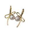 Women's Simple Fashionable Versatile Temperament Butterfly Bow Pearl Earrings