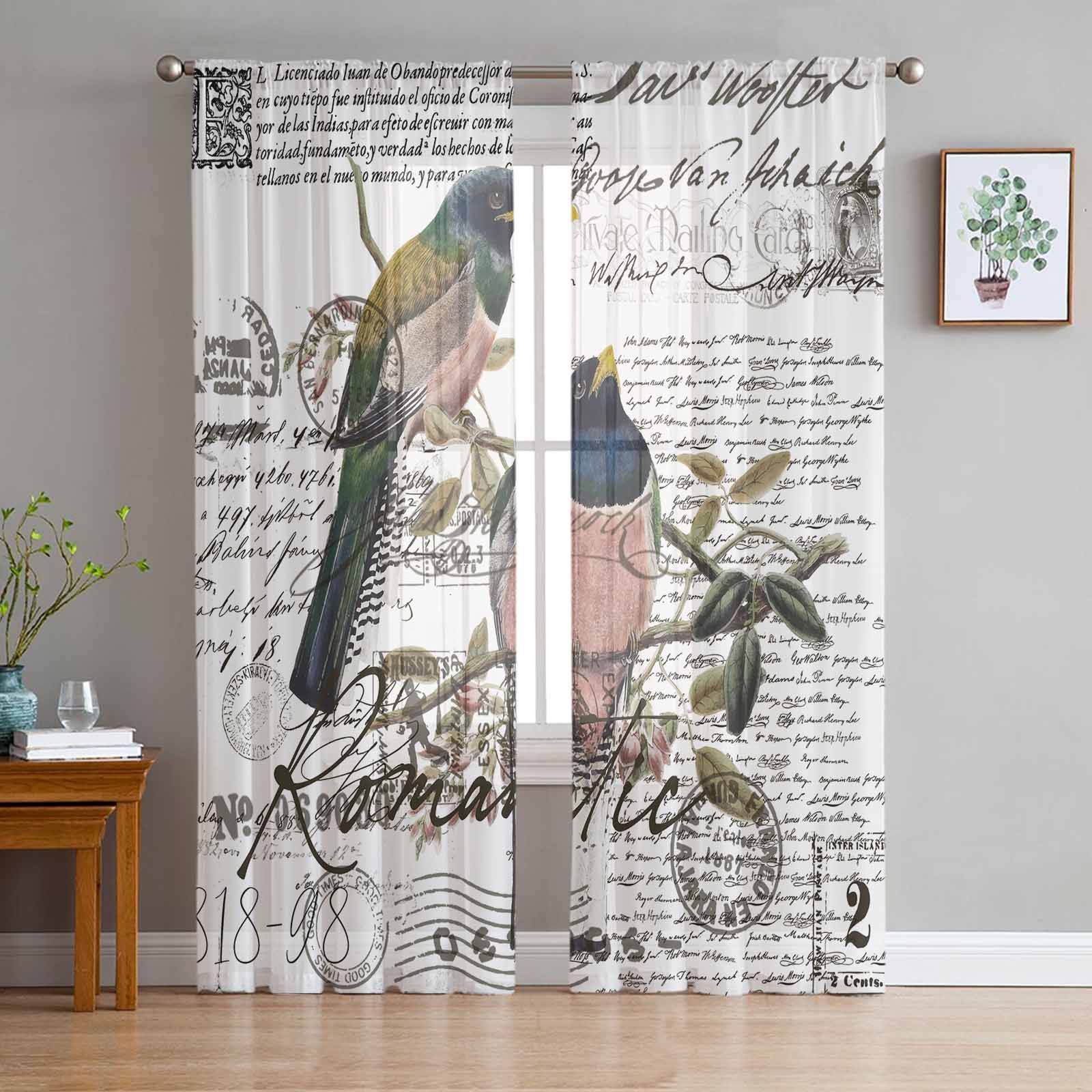 

Европейские ретро старые газетные прозрачные шторы для гостиной, тюль, шторы для спальни, кухни, украшения дома, вуаль, шторы W135 x H115cm x1&Grommet Top