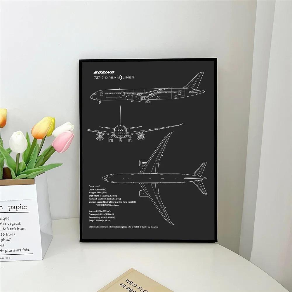 1 Airplane Design Flat Poster Canvas Painting Art Decoration Caf É Bar Room Wall Decoration