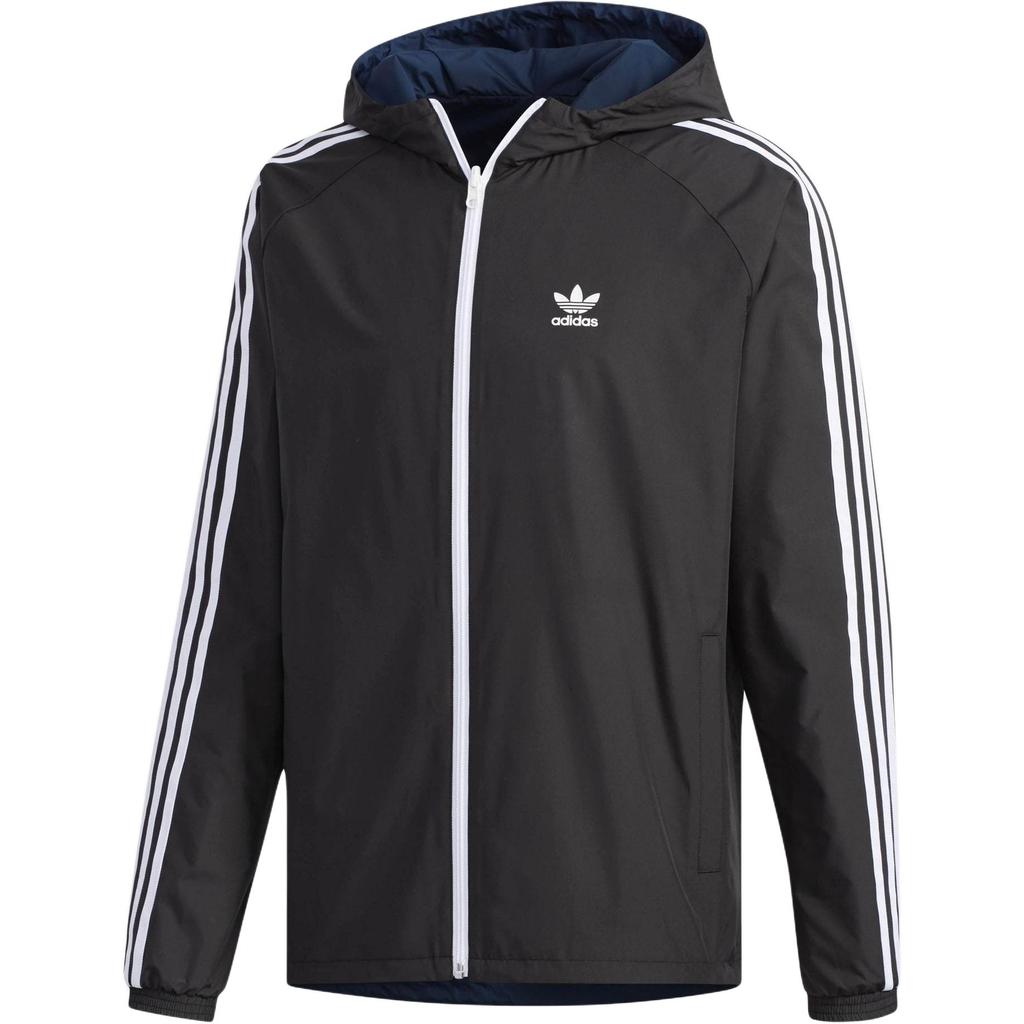 adidas Originals Rev Wb Pruhovaný Logo Ležérní S Kapucí Vetrovka Oboustranná Bunda Pánské bundy Černá DX4218