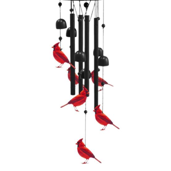 Red Bird Wind Chime with 4 Tubes Weather-resistant Vintage Indoor Outdoor Garden Yard Patio Hanging Metal Wind Bell Decoration