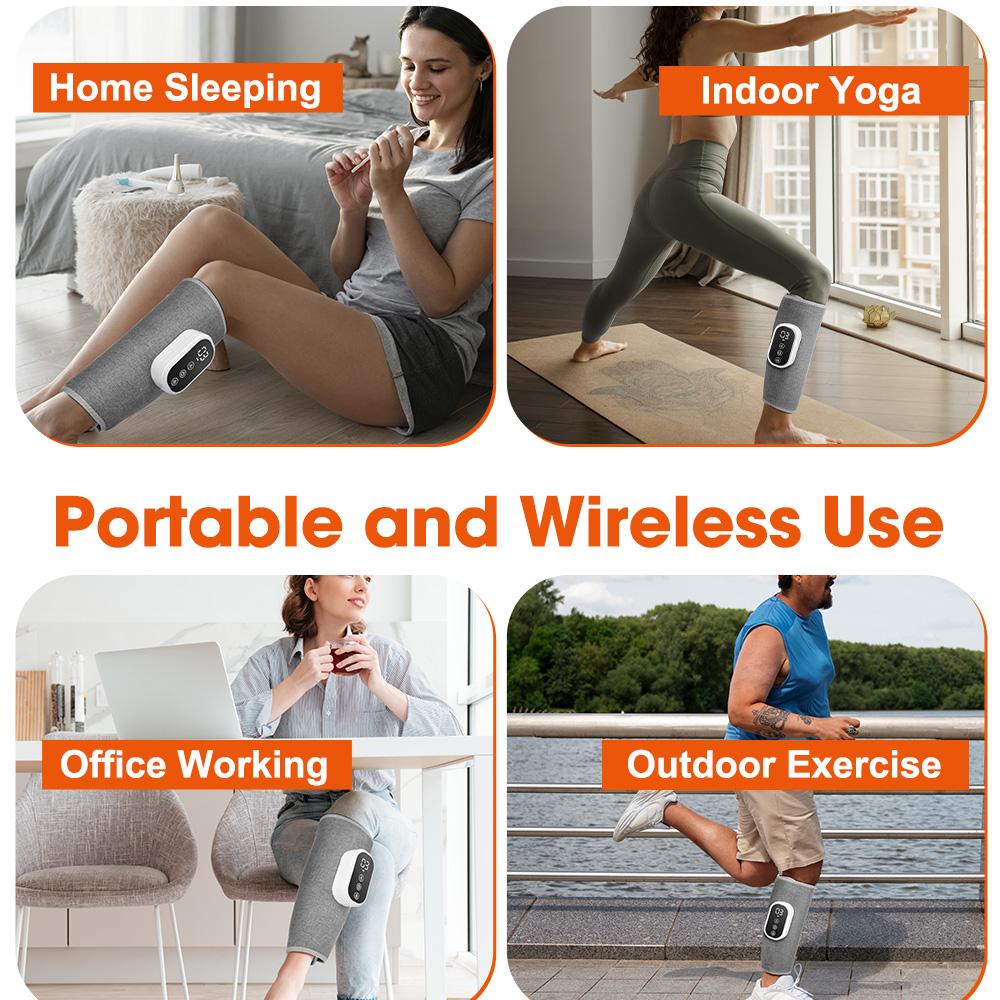 Electric Heated 360° Leg Massager Warm Wireless Air Pressure Massager Airbag Compresstion Relax Foot Calf Muscle Relieve Fatigue