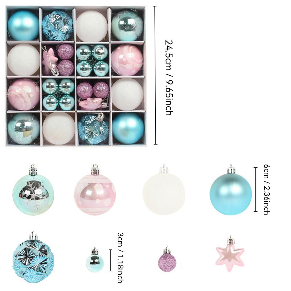 44pcs Christmas Decoration Balls Christmas Tree Hanging Balls Snowflake Balls, Christmas Balls Ambiance Home Decorations