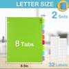 8 Tab Binder Dividers for 3 Ring Binder, Plastic Binder Dividers with Tabs, Cute Page Pastel Folder Dividers with Big Tabs for School Office Home,