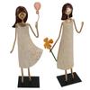 Metal Girl Statue Vintage Iron Art Standing People Figurine Desk Ornament for Home Study Living Room