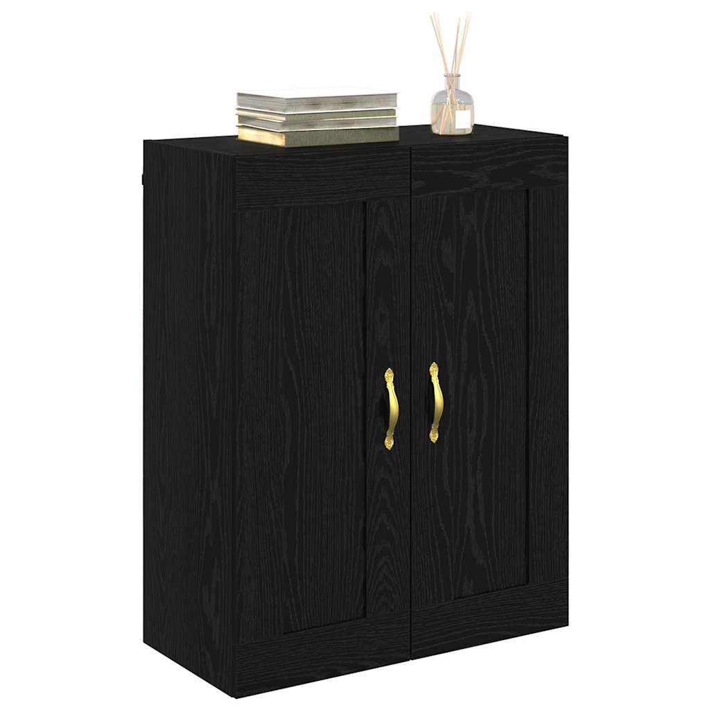 Wall Mounted Cabinet Black Oak Effect 69.5 x 34 x 90 cm