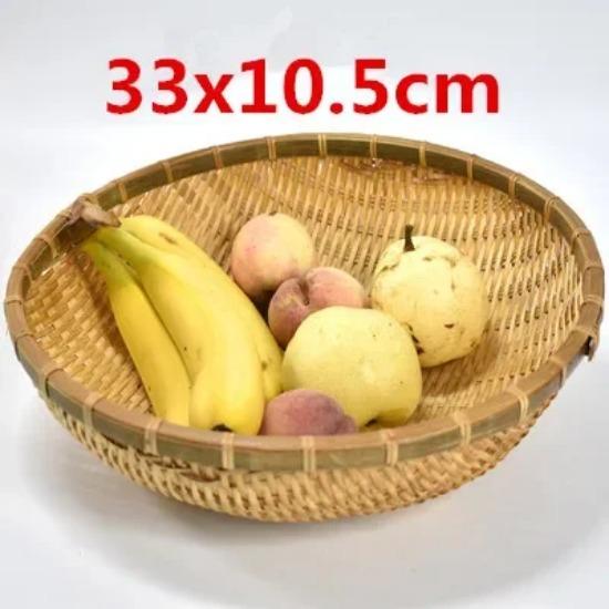Natural Handmade Bamboo Baskets Fruit Vegetables Bread Rattan Steamed Storage Basket Home Tableware Storage Box Bread Basket