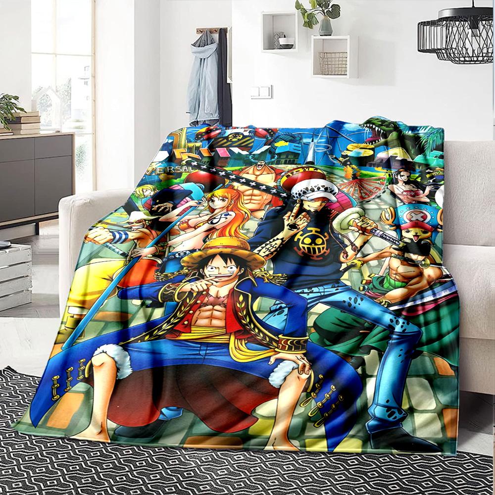 1pc One Piece Adventure flannel Blanket for Super Soft Cute Comfort Blanket for Travel Bedding Couch Sofa Blanket Y8253