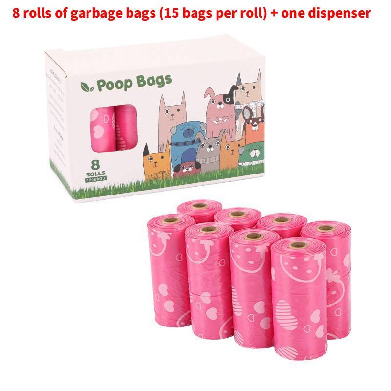 Degradable Pet Waste Bags With Strawberry Print For Outdoor Dog Walking And Cleanup