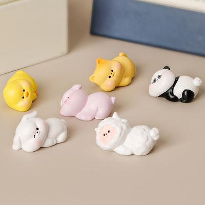 Mini svítící ležící zvířata Ornament Kreslený Medvěd Králík Kočka Pes Kachna Figurka Mikrokrajinka Interiér auta Dekor na plochu