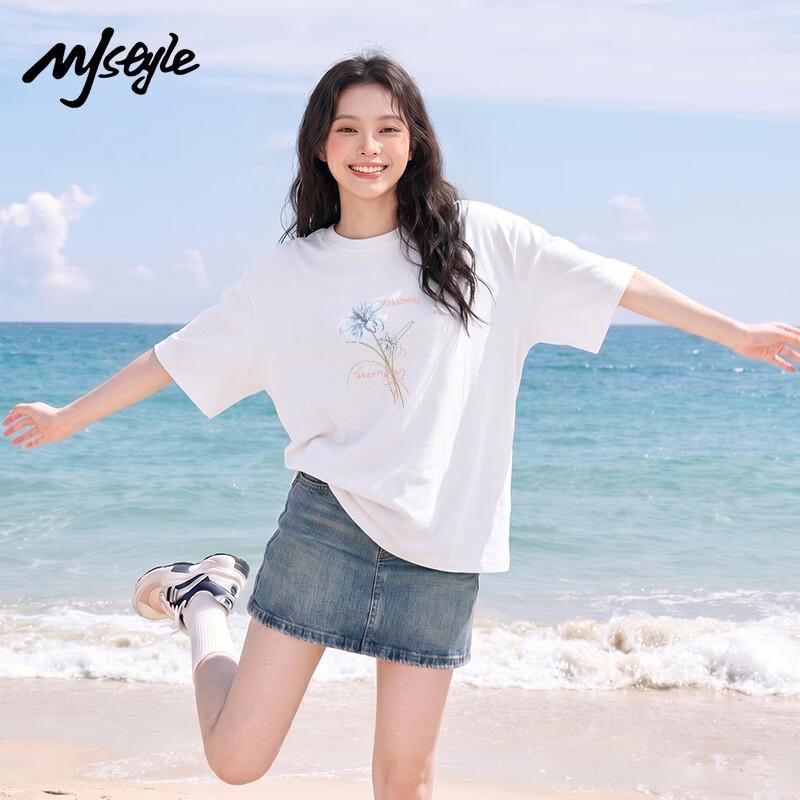 MJ STYLE Women's Cotton Loose Fit Graffiti T-Shirt