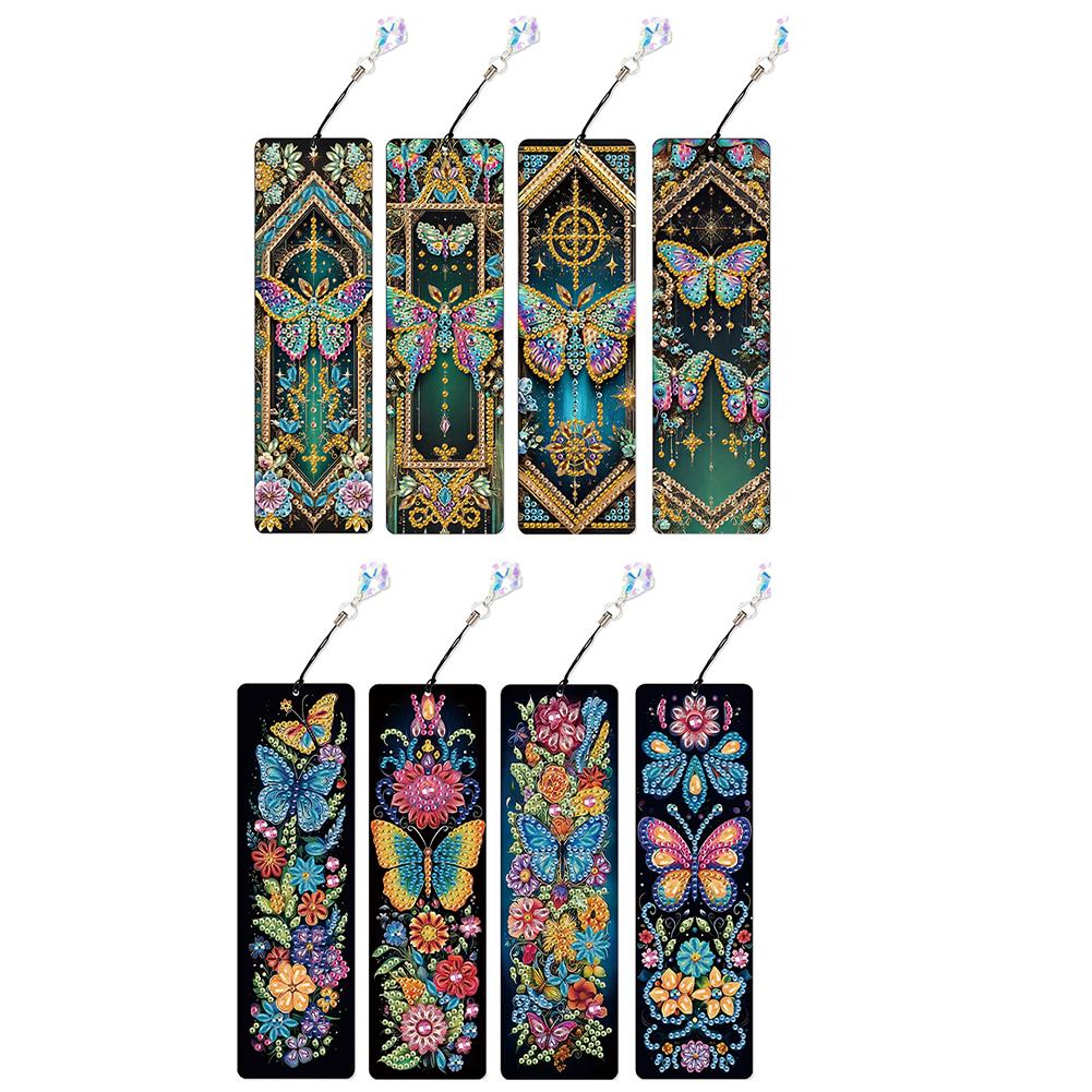 8Pcs Colored Patterns DIY Diamond Art Bookmark Diamond Painting Art Bookmarks for DIY Making Beginners Adult Art Craft Supplies