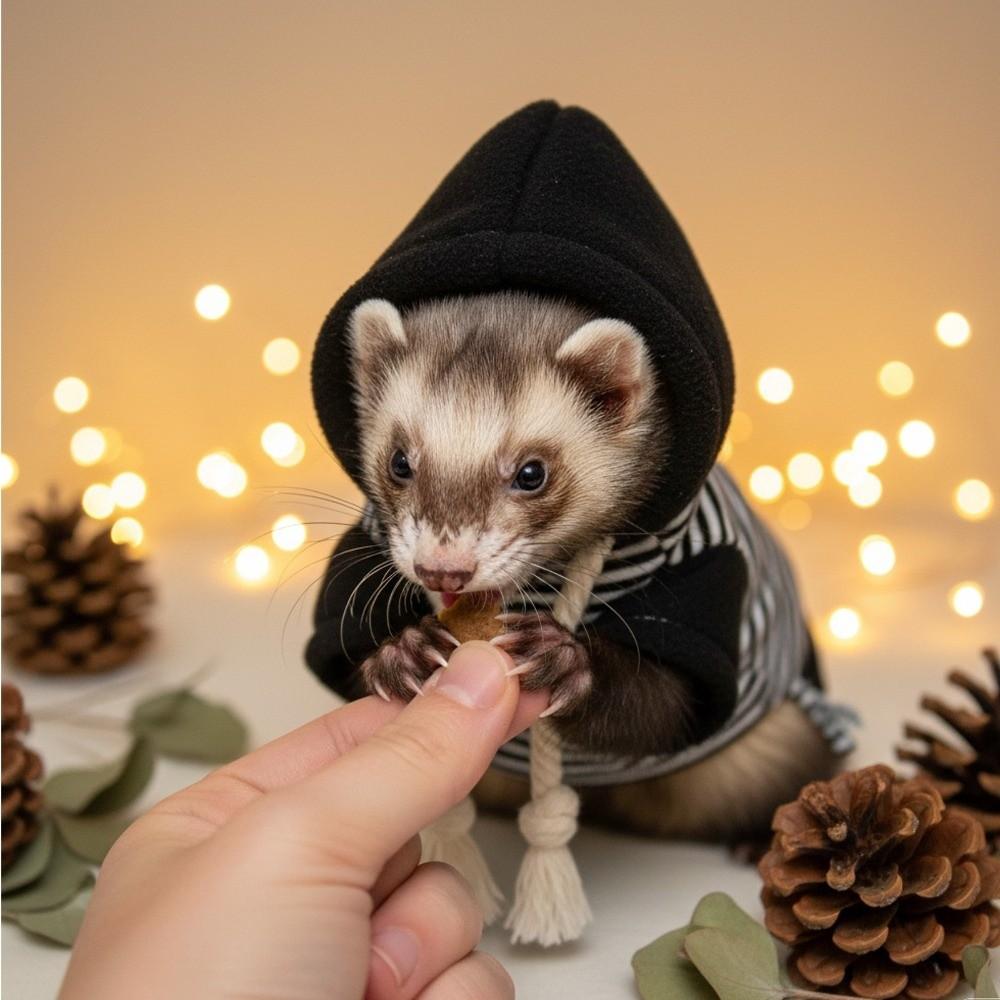 Elastic Ferret Hoodie Thick Fleece Soft Pet Hoodie Cozy Ferret Winter Clothing Outdoor Walks