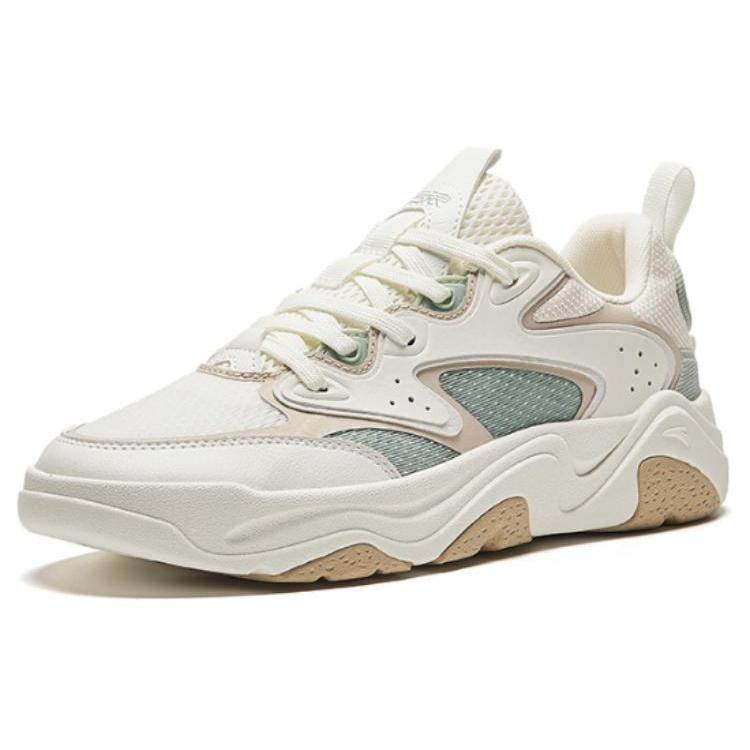 Anta Life Collection Back Rise Abrasion Resistant Slip Resistant Low Top Casual Shoes Women's White Green 122428854-3