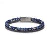 Original New Stainless Steel Lapis Lapis Lapis Stone Bead Bracelet Men's Natural Stone Vintage Fashion Bracelet