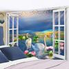 Imitation Window Landscape Painting Tapestry Wall Hanging Bohemian Natural Scenery Hippie Living Room Home Decor