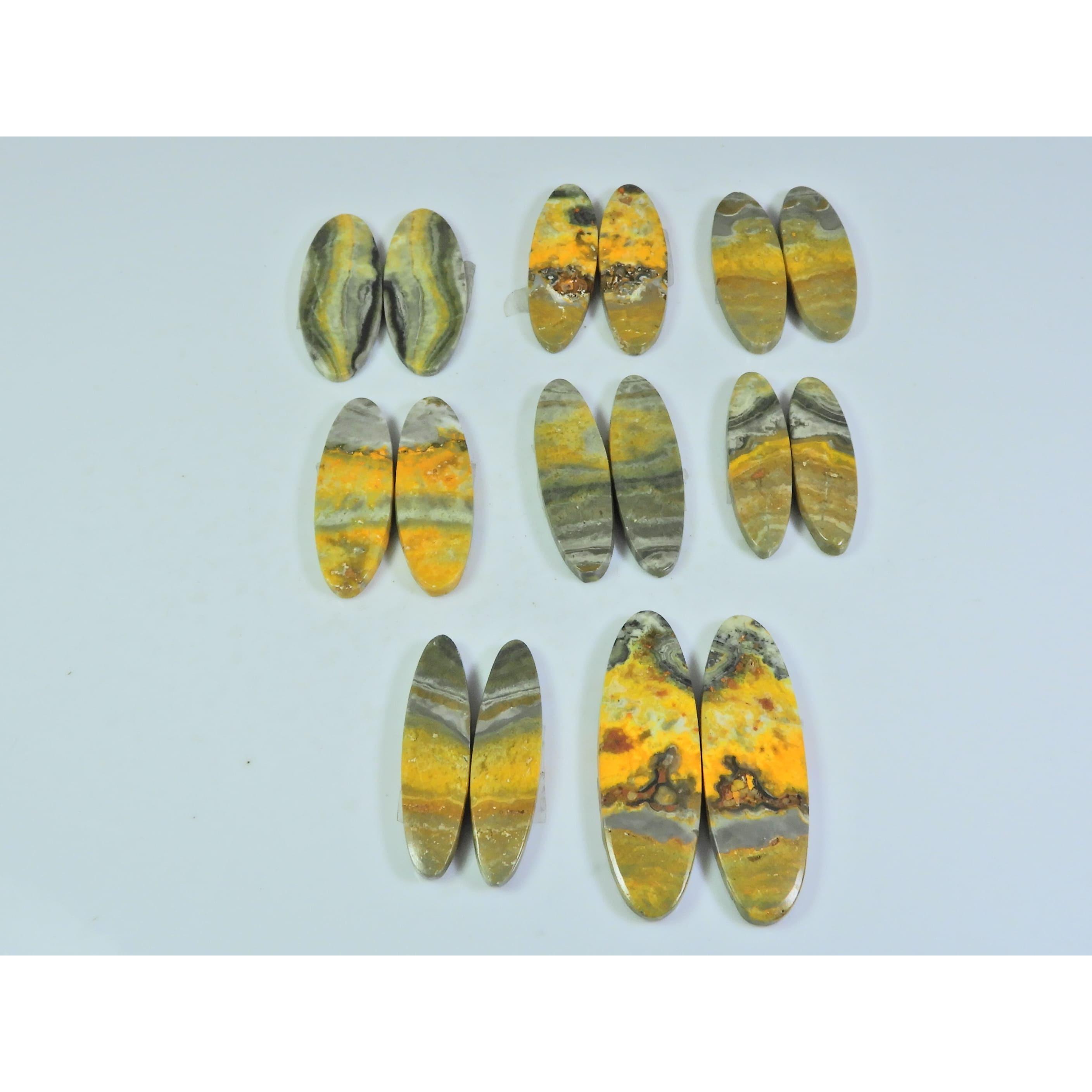 

8X29-12X38ММ Натуральный Яшма Шмель Пара Овальный Кабошон Драгоценный камень Лот 8 Пар C-110