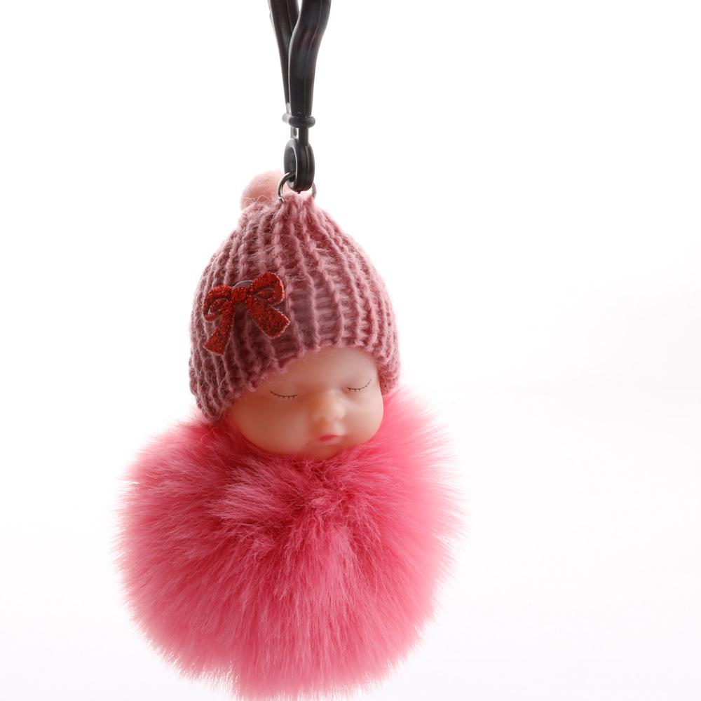 Imitation Rex Rabbit Fur Sleeping Doll Keychain - Cute Sleeping Baby Bag Pendant Gift