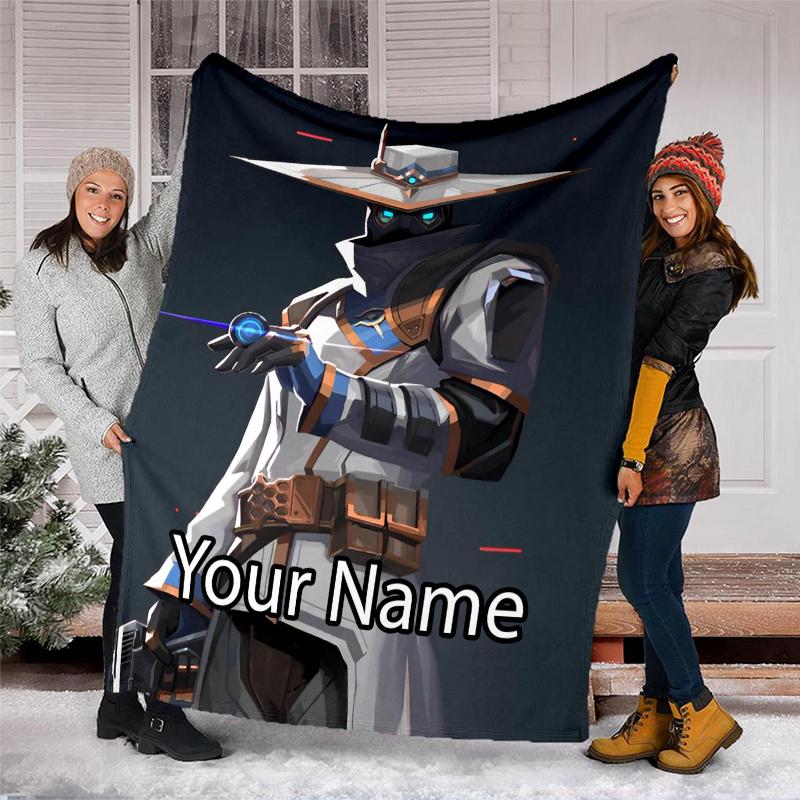 Custom Name Valorant Theme Printed Blanket - Perfect for Couch, Bed, Travel & Outdoor Use | Machine Washable, Cozy & Durable.