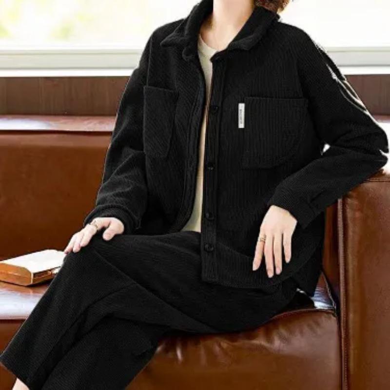 Women S Plus Size Corduroy Tracksuit Set Long Sleeve Two Piece Casual Spring Autumn