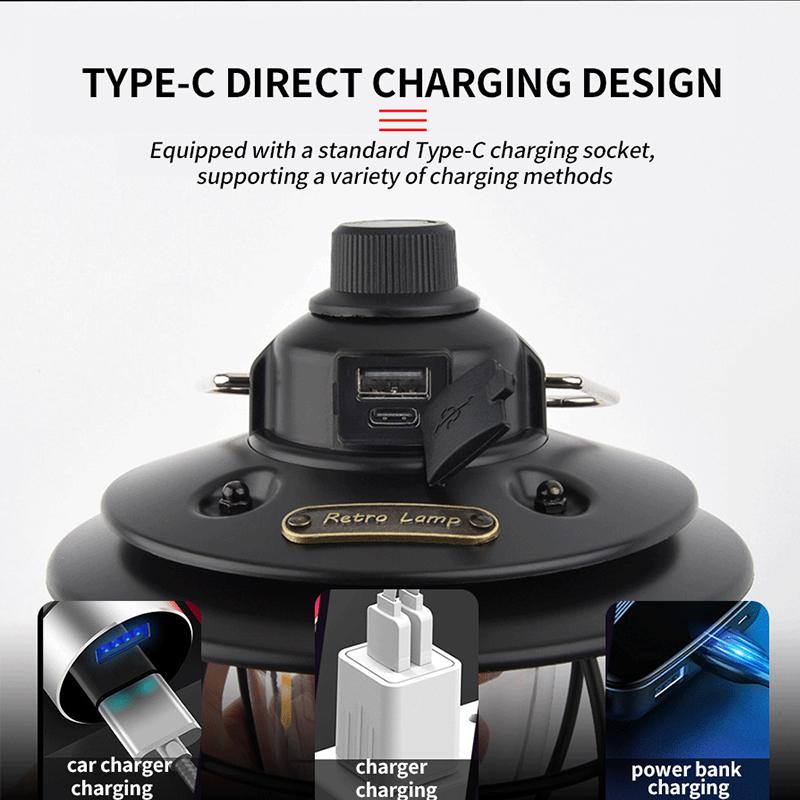 Multifunctional Led Vintage Lantern Battery Powered Artistic Retro Outdoor Camping Rechargeable Table Pathway Decor Night Lights