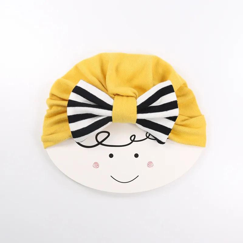 New Baby Solid Cotton Big Bow Hat Baby Kids Headbands Soft Multi Colors Warm Cat Turban Children Hair Accessories
